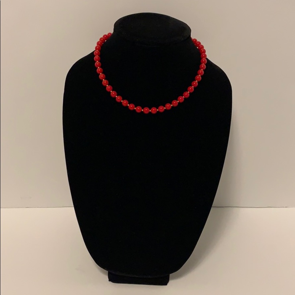 Red and Gold Beaded Necklace ❤️